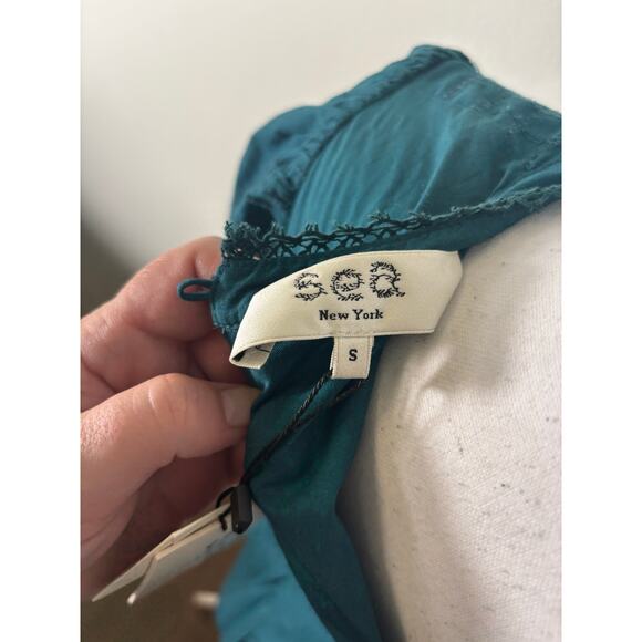 Sea NY Green Lilith Thread Pull Short Sleeve Dress S - Picture 2 of 4